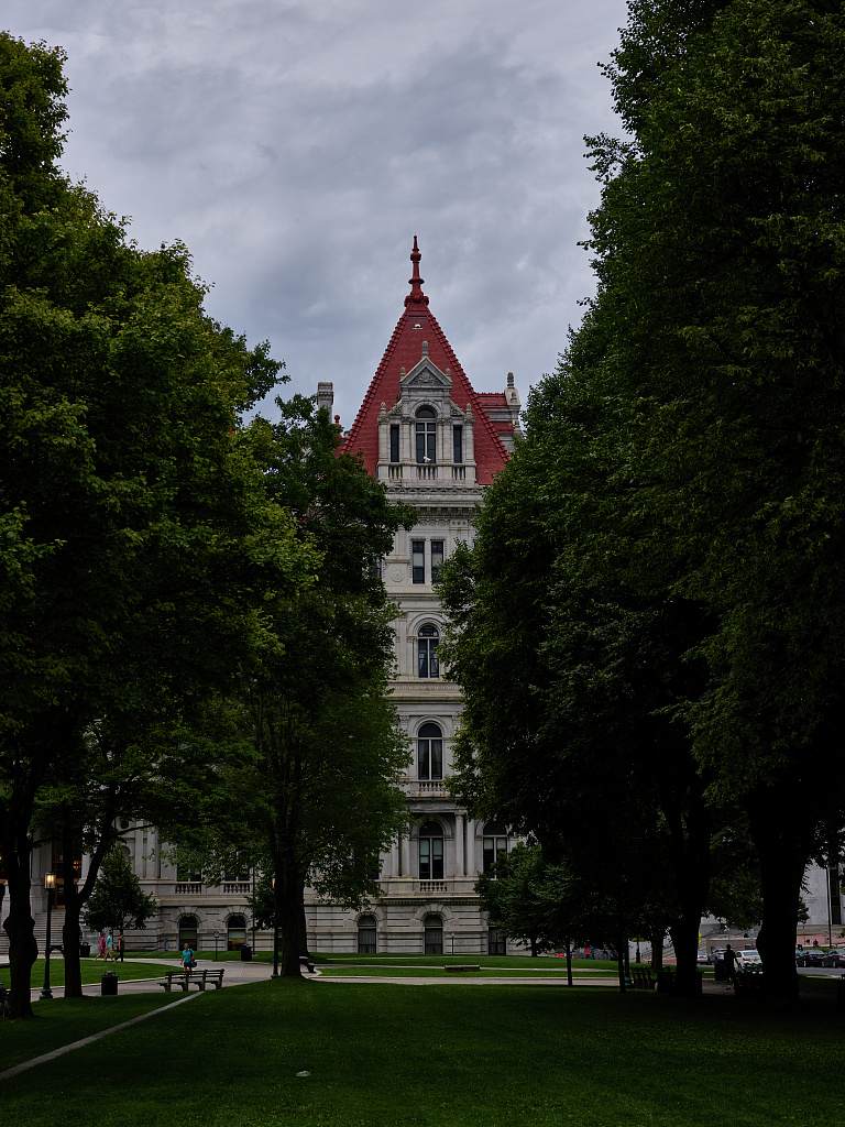 The New York State Capitol seen from West Capitol Park