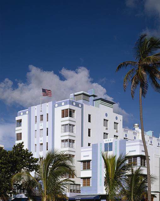 A pastel Art Deco building in Miami Beach
