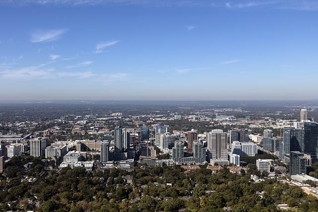 Aerial daytime view of the Atlanta, Georgia skyline