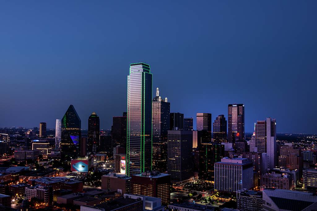 Dusk view of the Dallas skyline