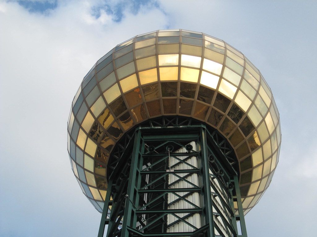 The Sunsphere, the gold-glass tower built for the 1982 World's Fair, in World's Fair Park
