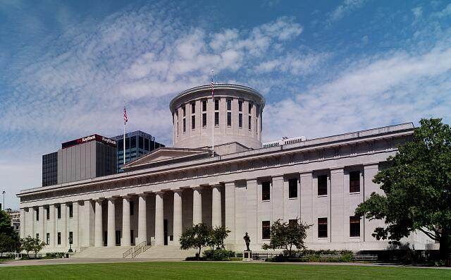 The Ohio Statehouse in downtown Columbus, Ohio