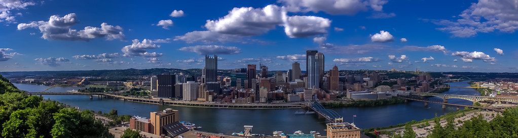 Downtown Pittsburgh's skyline where the Allegheny and Monongahela rivers meet