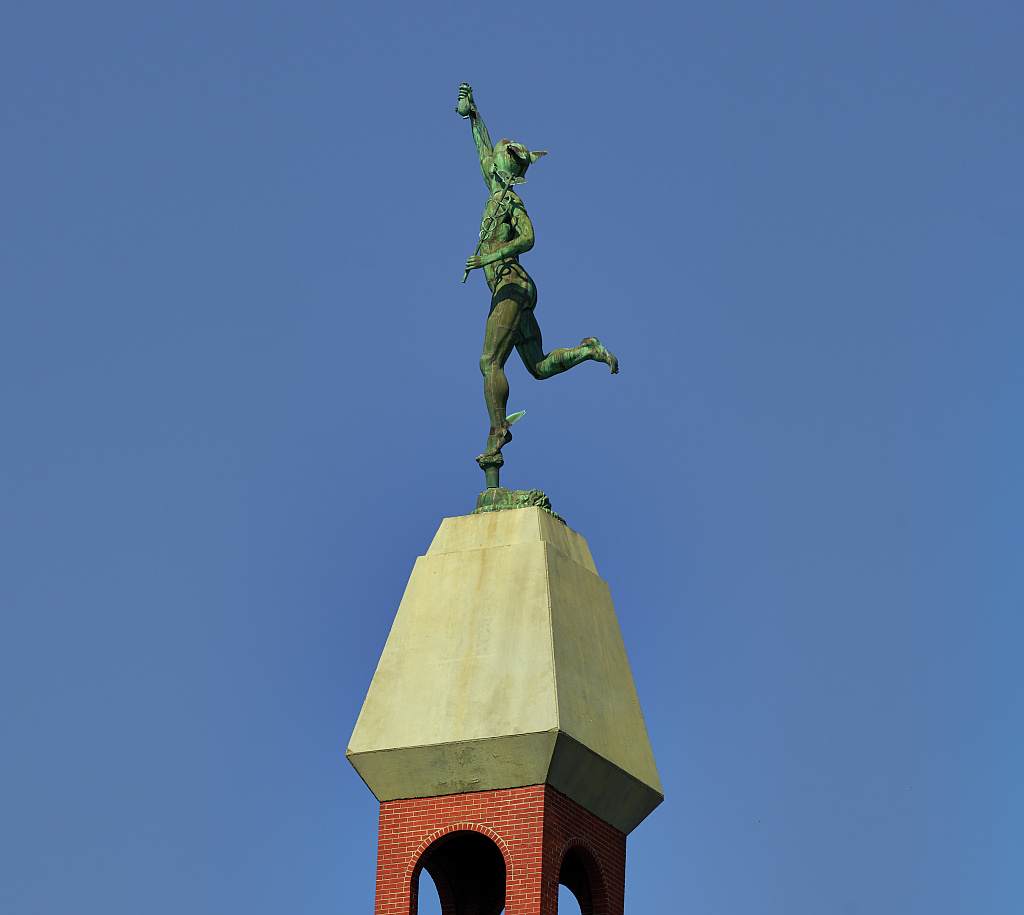 The 1881 statue of Mercury atop the Aqueduct Building in Rochester