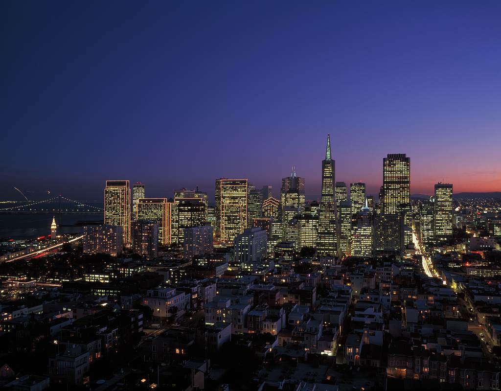 The San Francisco skyline viewed from the bay