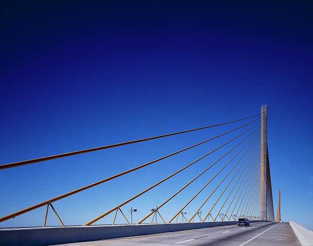 The Sunshine Skyway Bridge cable-stayed span over Tampa Bay