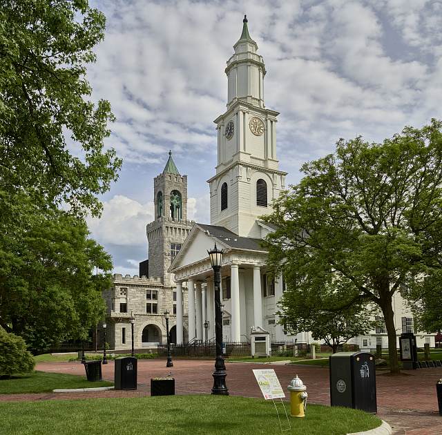 Historic towers at Court Square in downtown Springfield, Massachusetts
