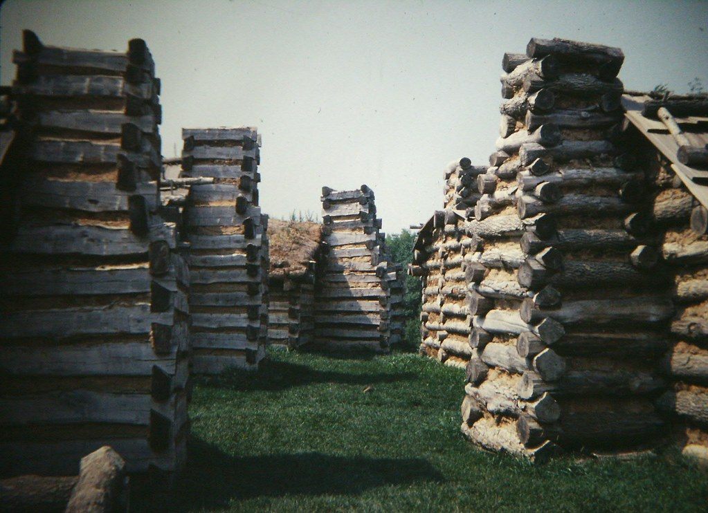 Reconstructed log huts at Valley Forge National Historical Park