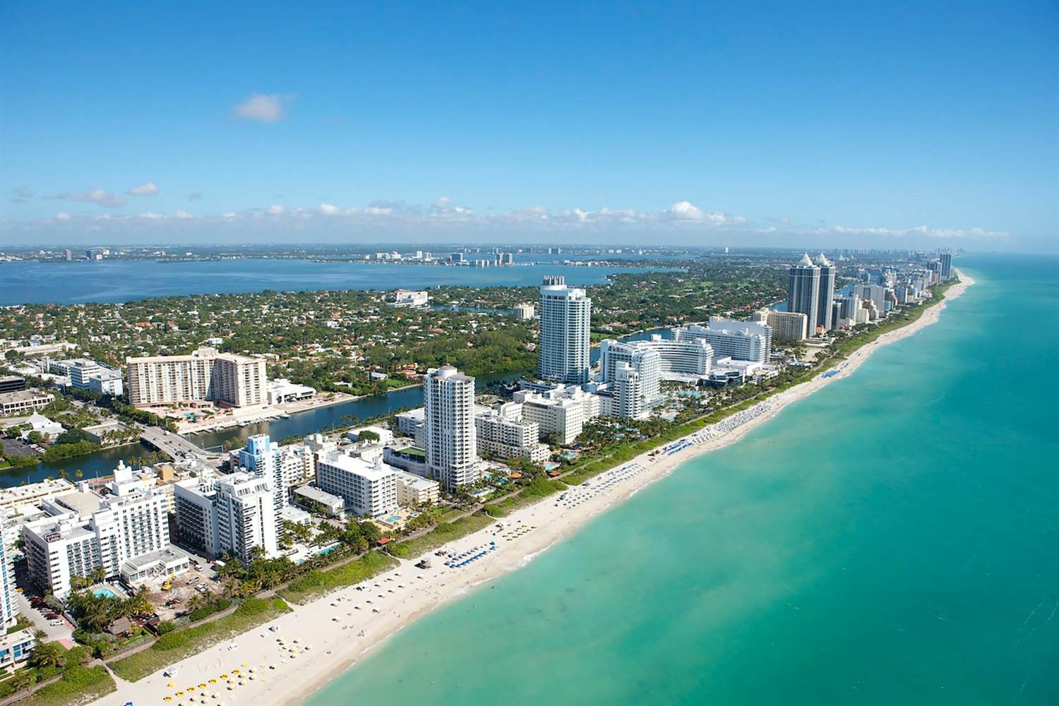 Aerial view of the Miami Beach coastline