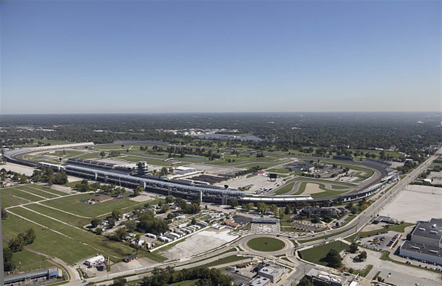 Aerial view of the Indianapolis Motor Speedway, home of the Indianapolis 500