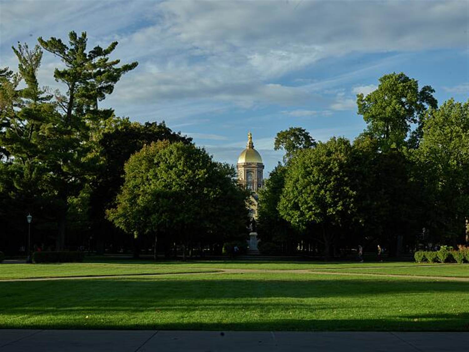 The Golden Dome of the University of Notre Dame's Main Building near South Bend, Indiana