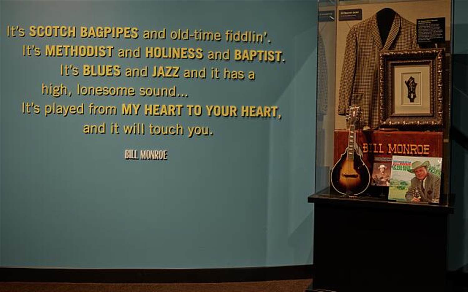 A Bill Monroe display at the International Bluegrass Music Museum in Owensboro, Kentucky