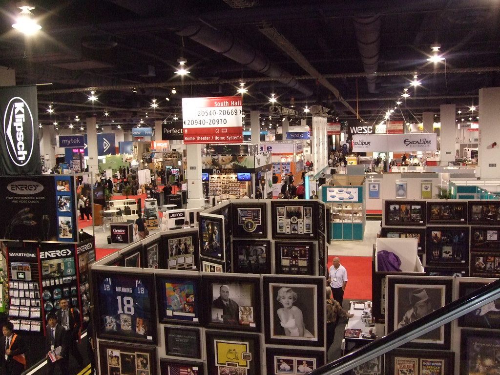 Rows of exhibits stretch across the CES South Hall at the Las Vegas Convention Center in 2010