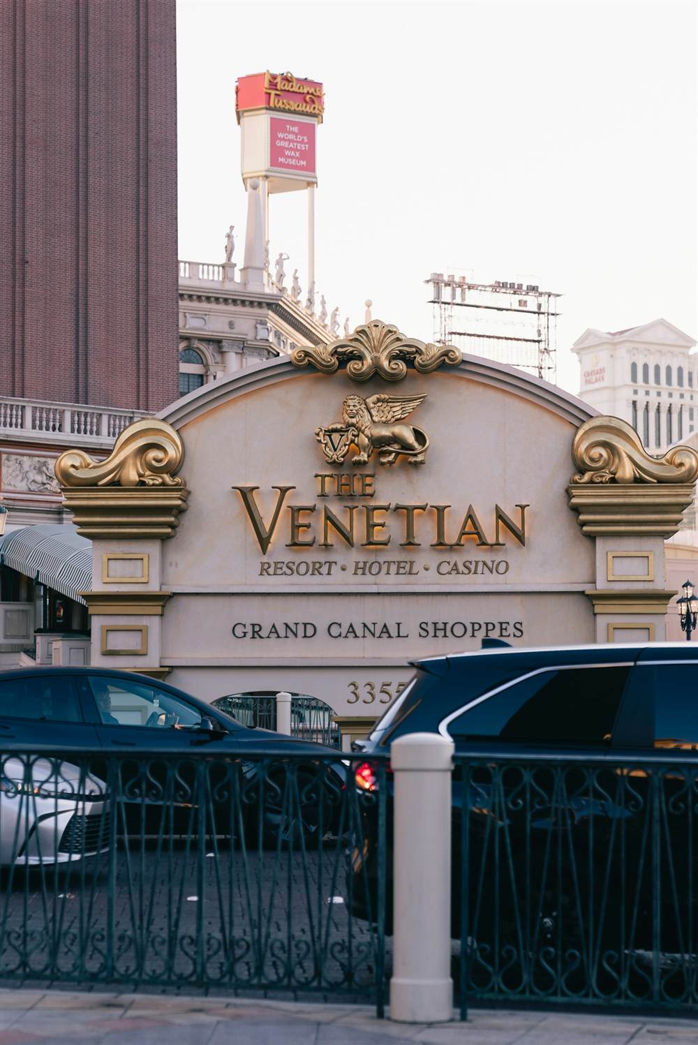 The Venetian Resort sign at the Grand Canal Shoppes entrance on Las Vegas Boulevard