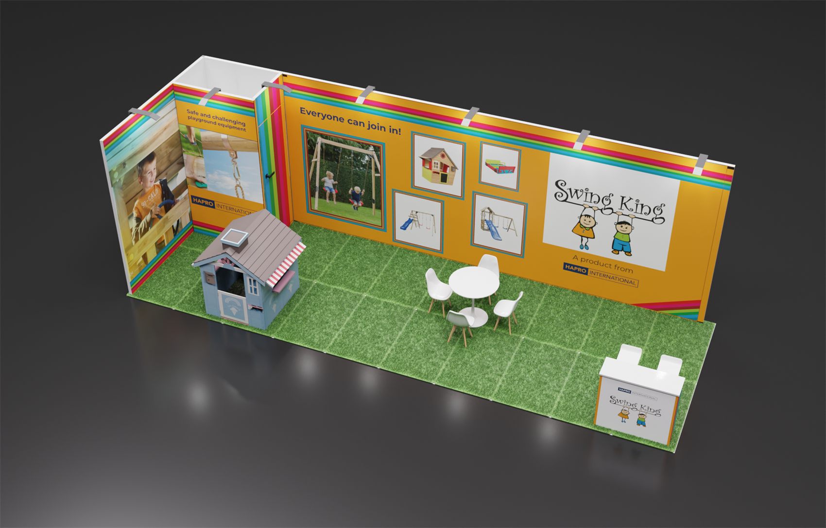 10×20 Corner Booth With Storage Closet and Artificial Turf Floor