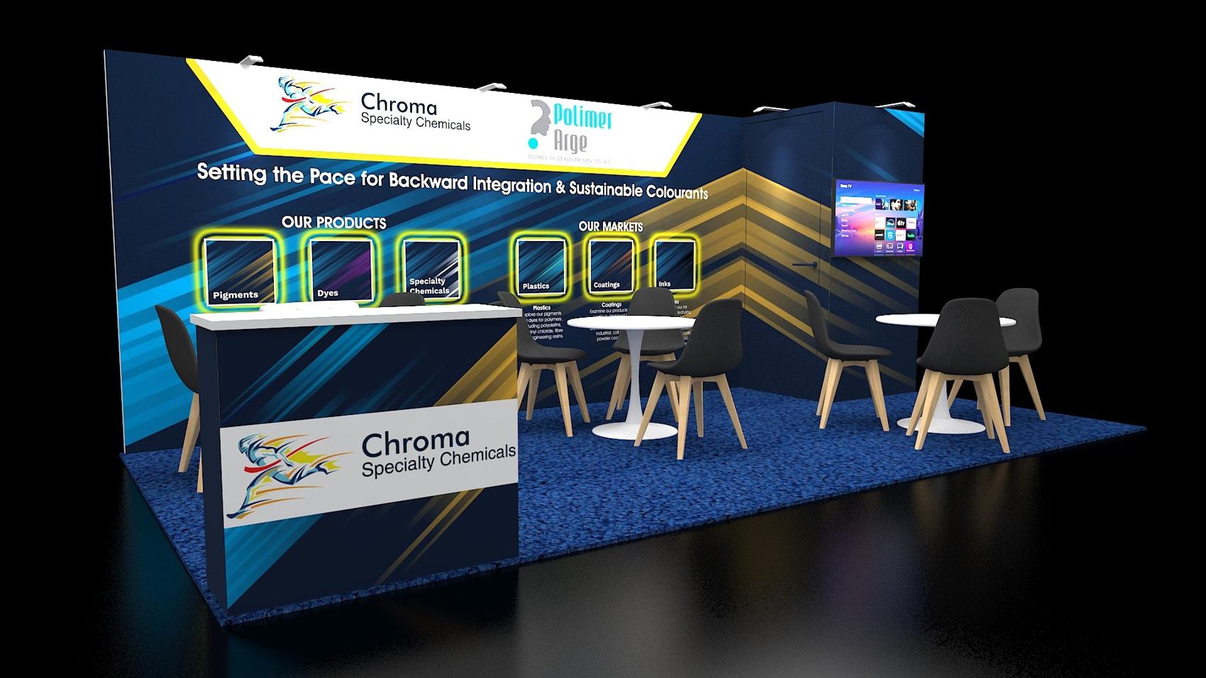 10×20 Corner Booth With Storage Room and Cafe Seating
