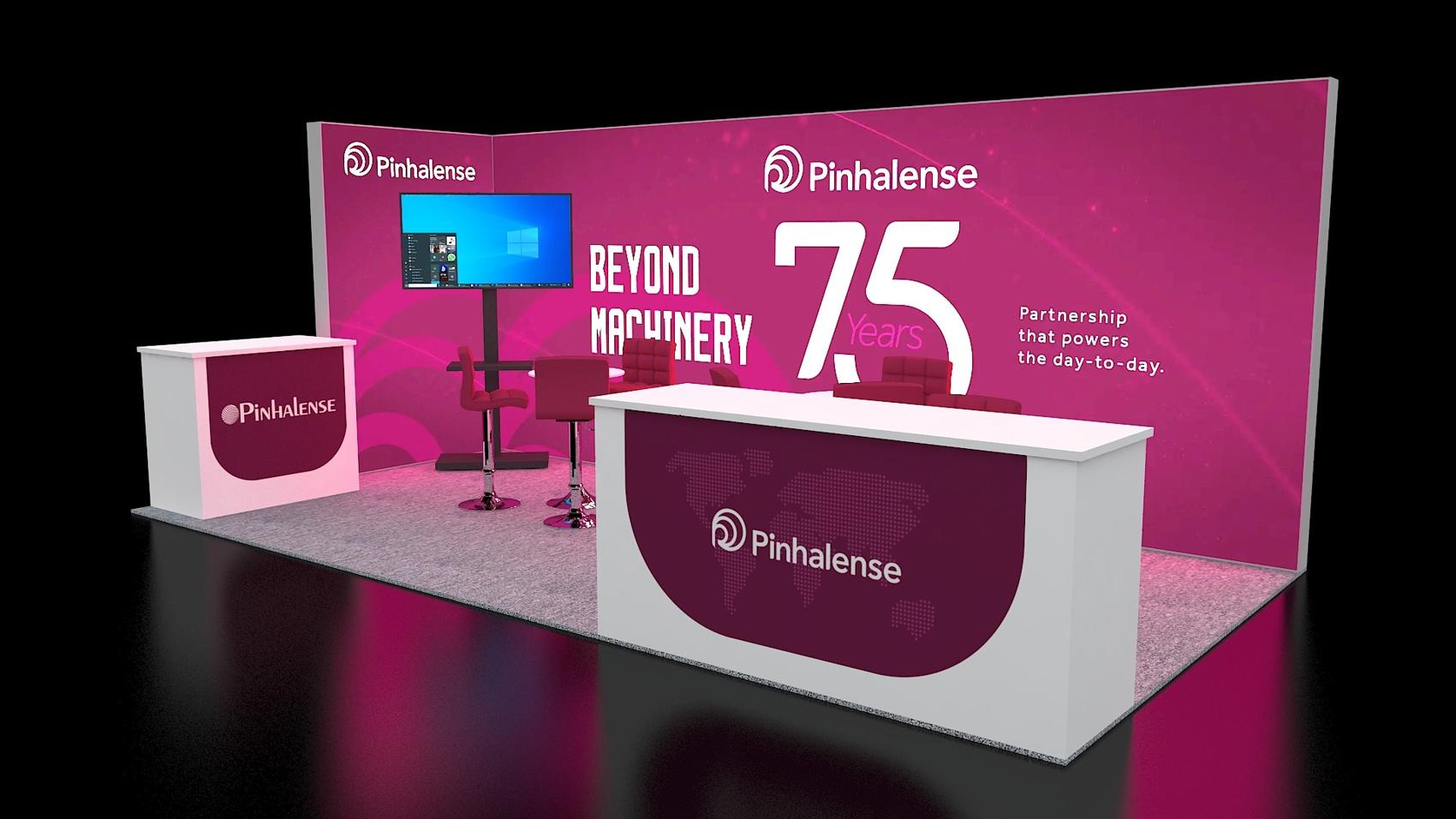10×20 Corner Booth With Two Counters and Bar Seating