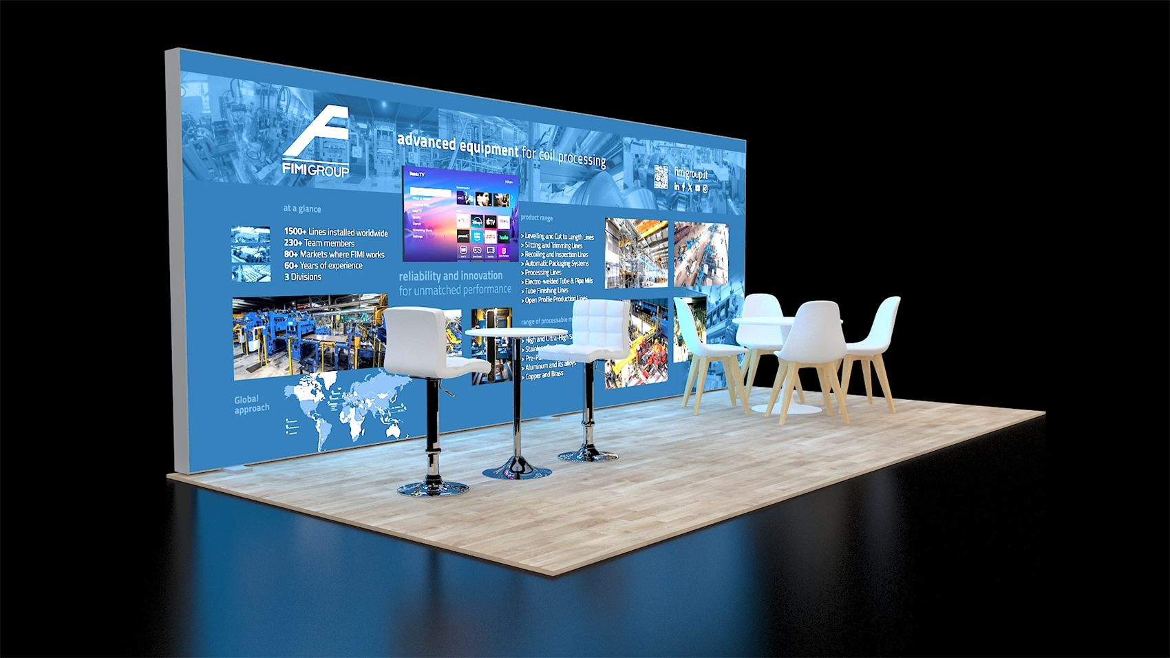 10×20 Inline Booth With Backlit Wall and Integrated TV