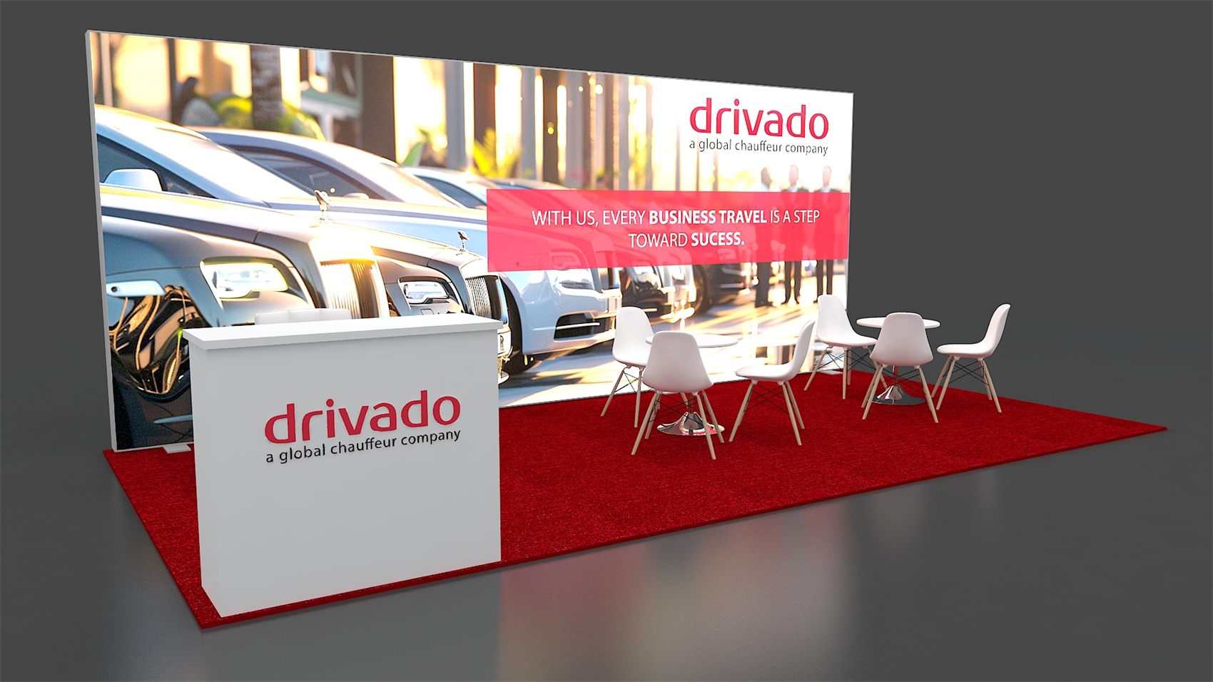 10×20 Inline Booth With Backlit Wall and Two Meeting Tables