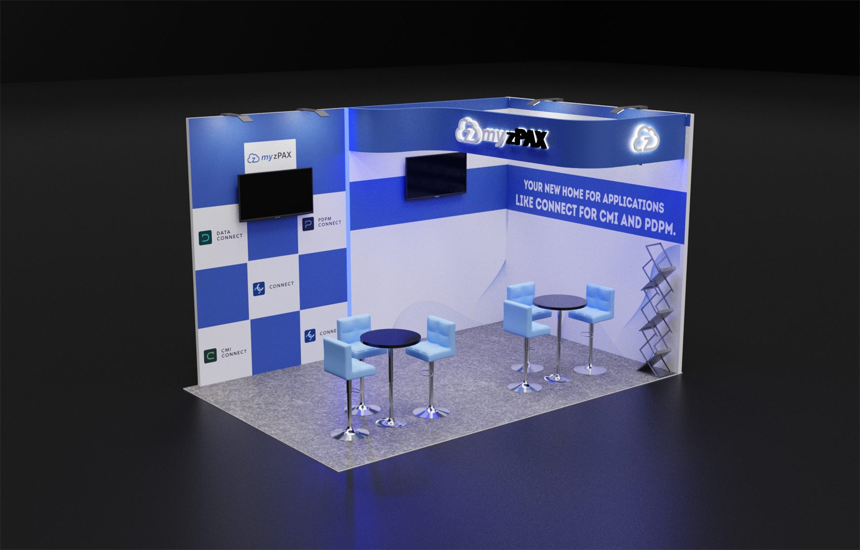 10×20 Inline Booth With Curved Header and Illuminated Logo