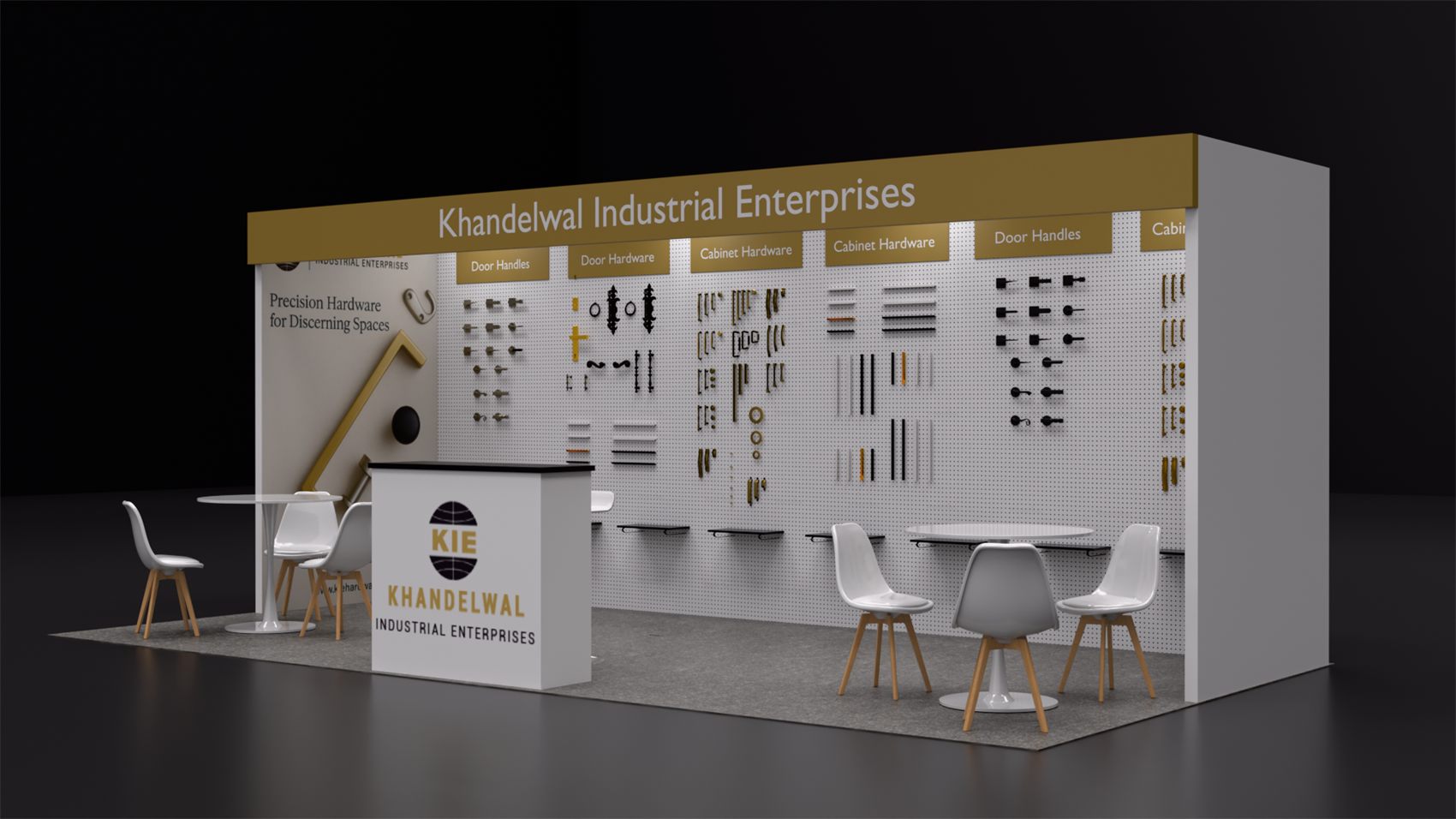 10×20 Inline Booth With Full Pegboard Wall and Front Header Fascia