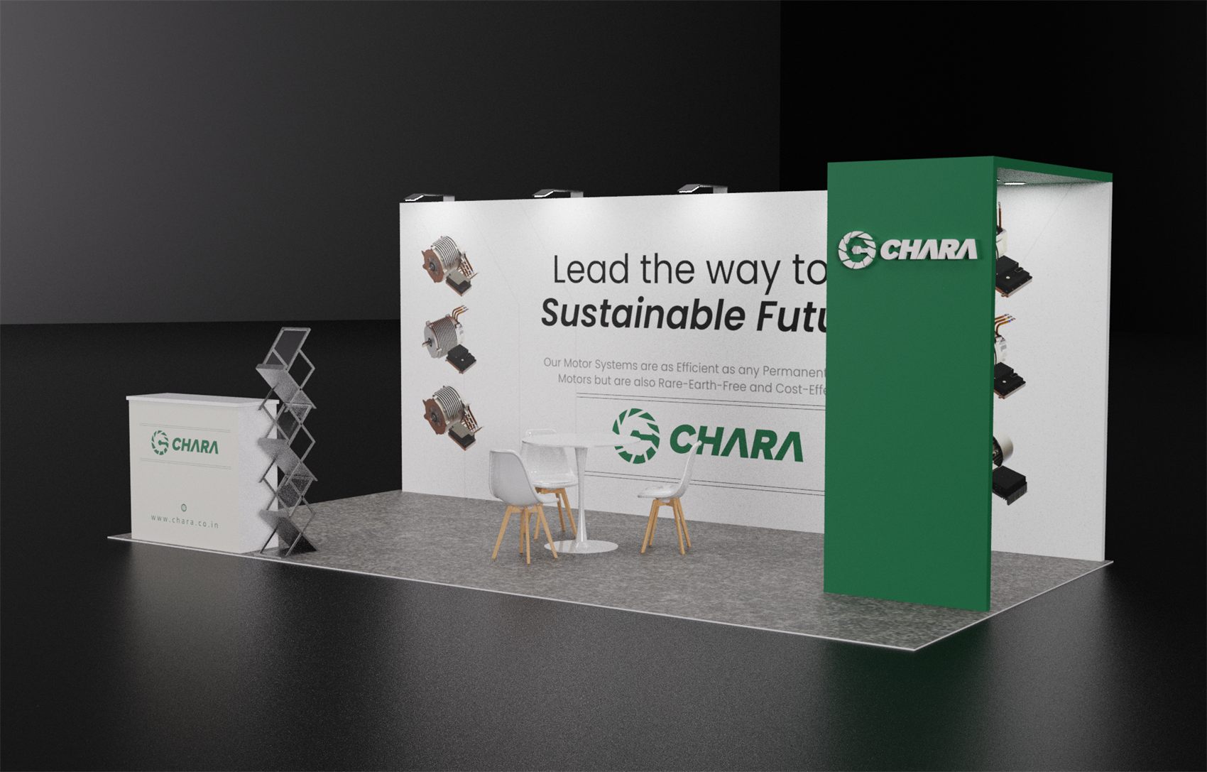 10×20 Inline Booth With Logo Tower Return and Meeting Table