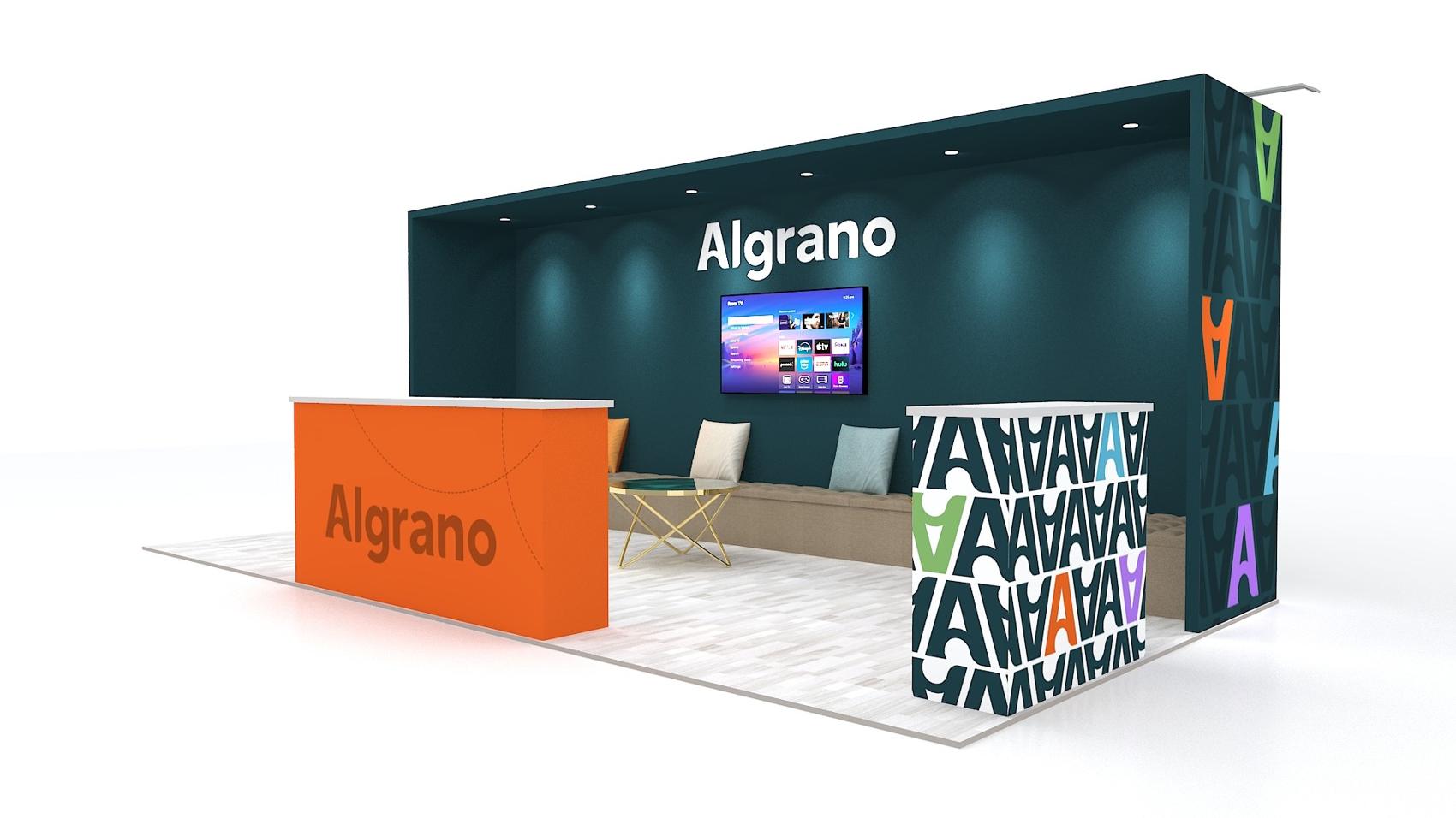 10×20 Inline Booth With Lounge Bench and Framed Back Wall