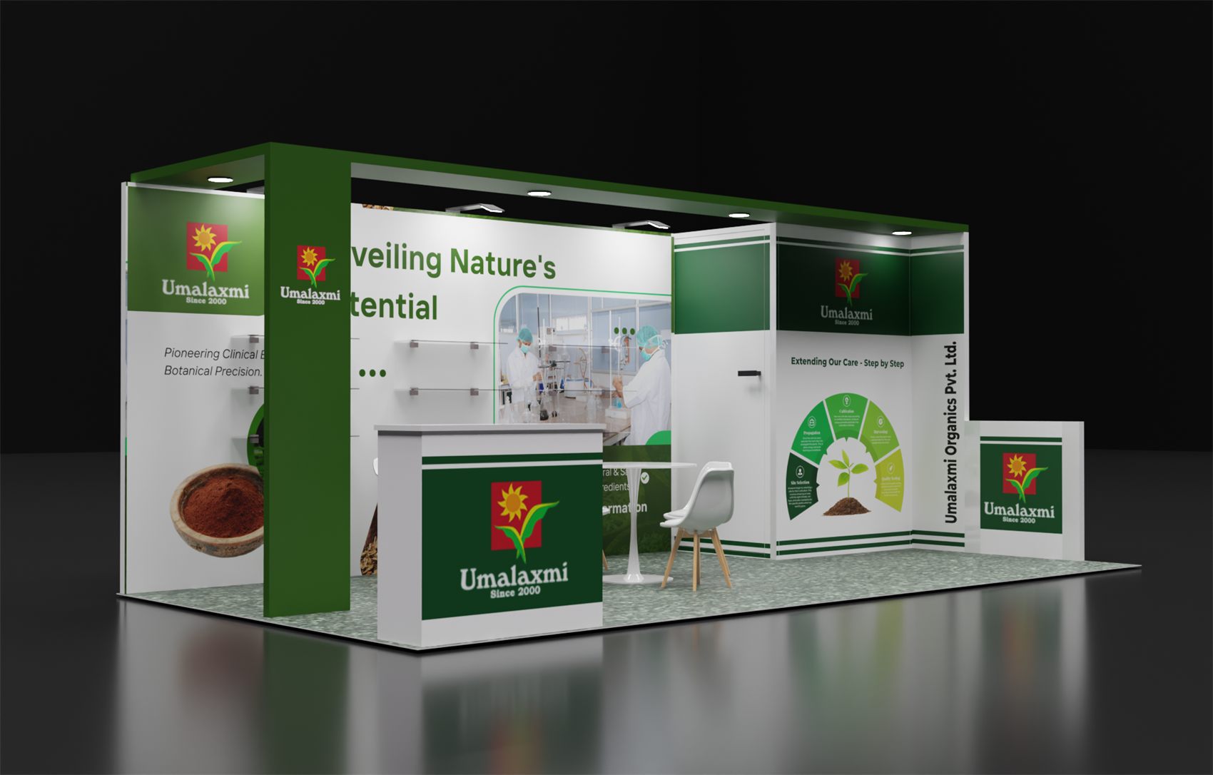 10×20 Inline Booth With Overhead Header Frame and Storage Room