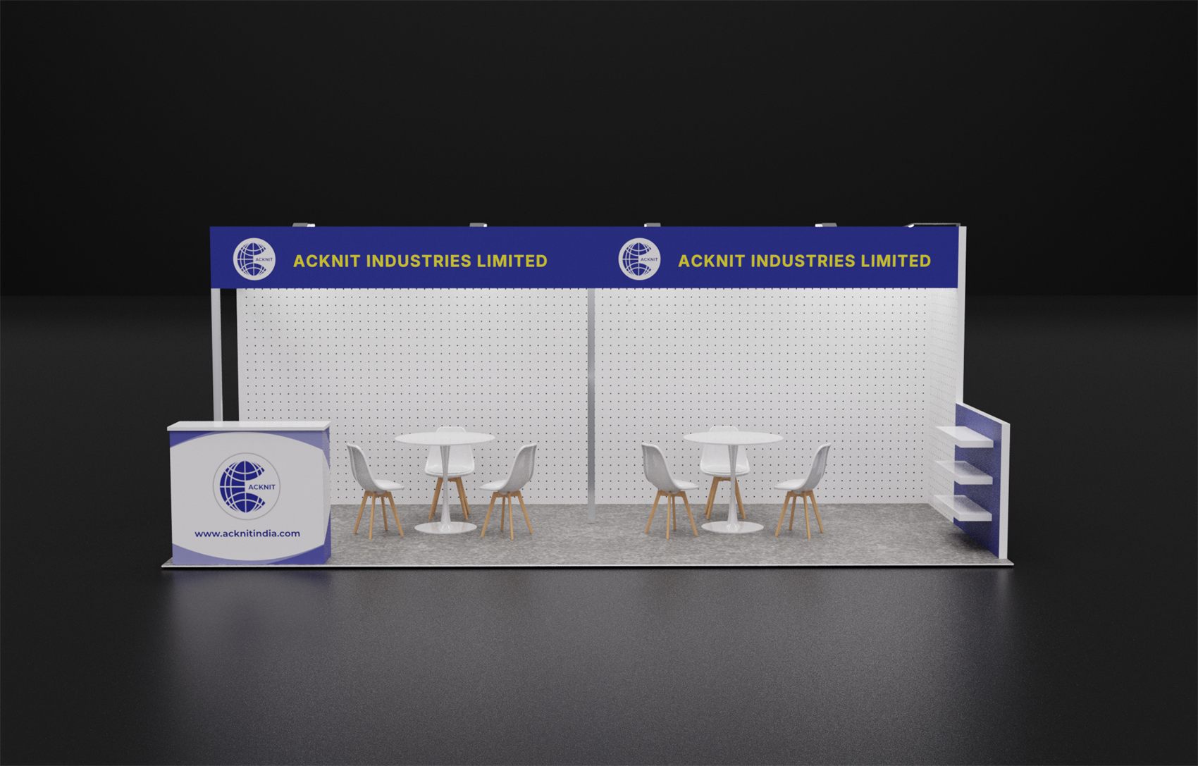10×20 Inline Booth With Pegboard Walls and Fascia Name Header