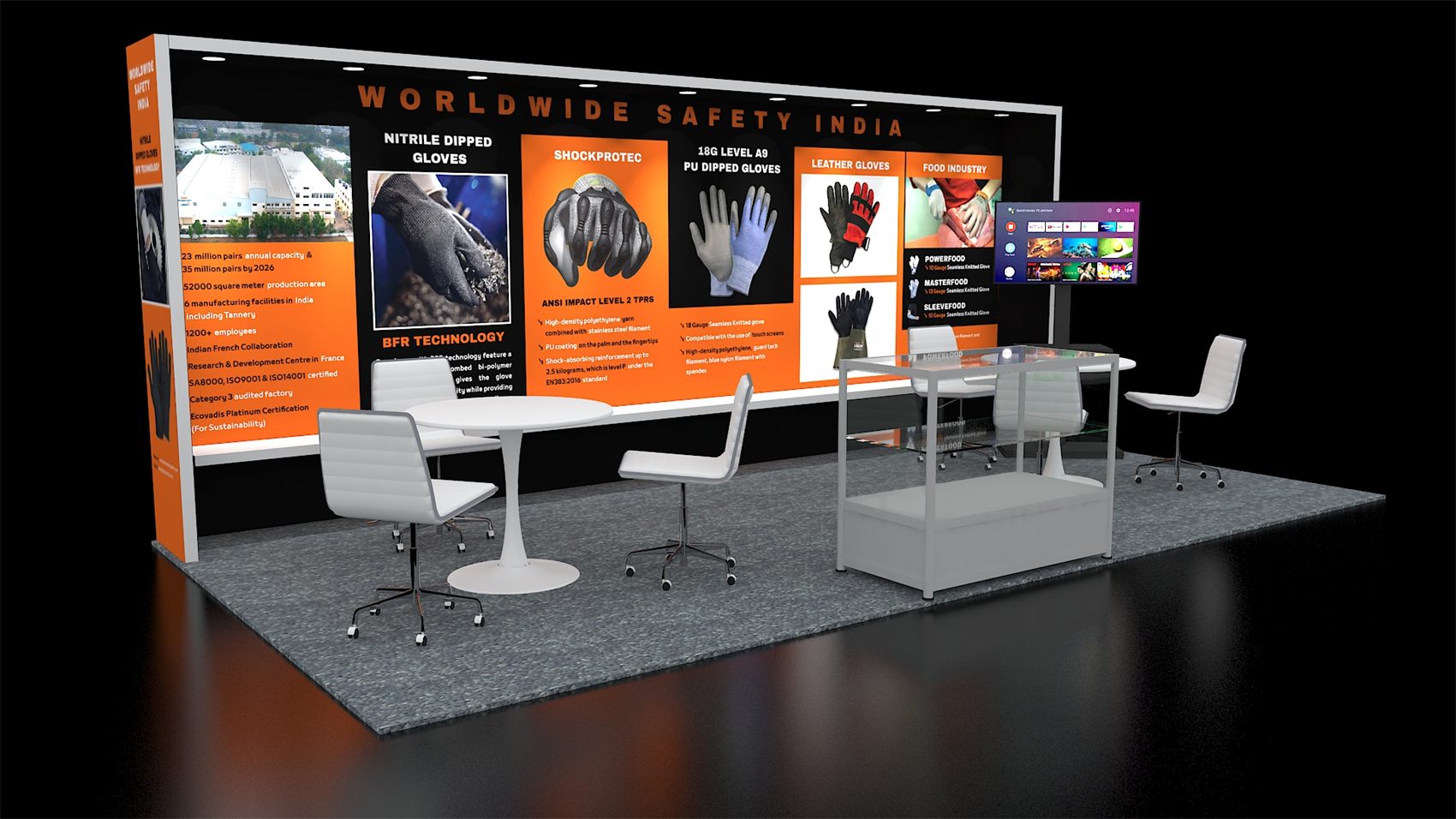 10×20 Inline Booth With Product Graphic Wall and Glass Display Case