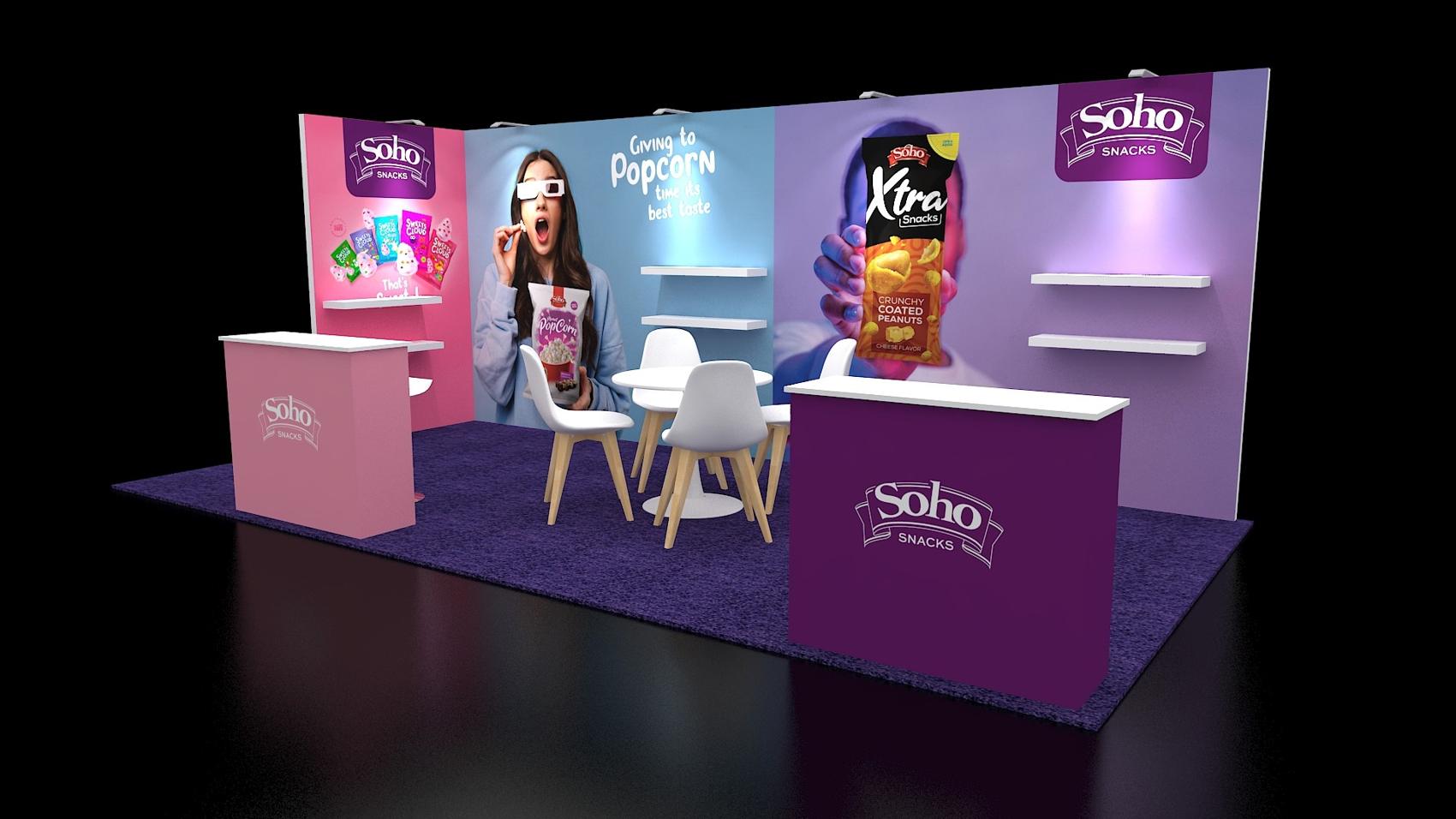 10×20 Inline Booth With Product Shelves and Counters