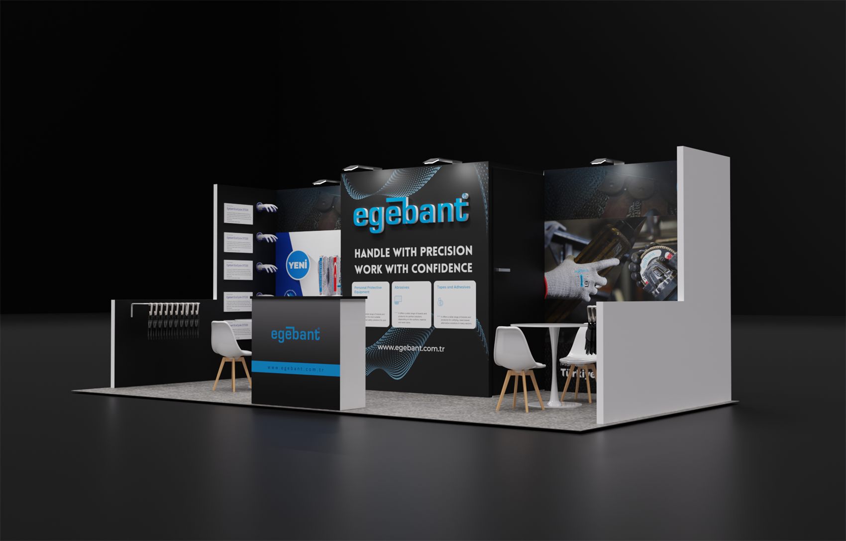 10×20 Inline Booth With Storage Closet and Product Hook Wall