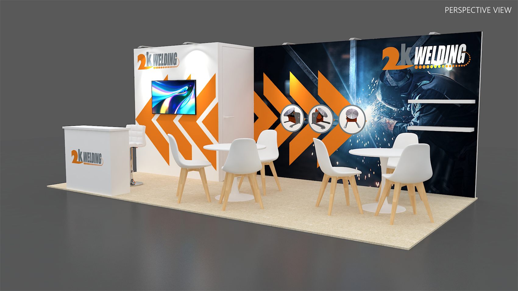 10×20 Inline Booth With Storage Room and Full-Width Graphic Wall