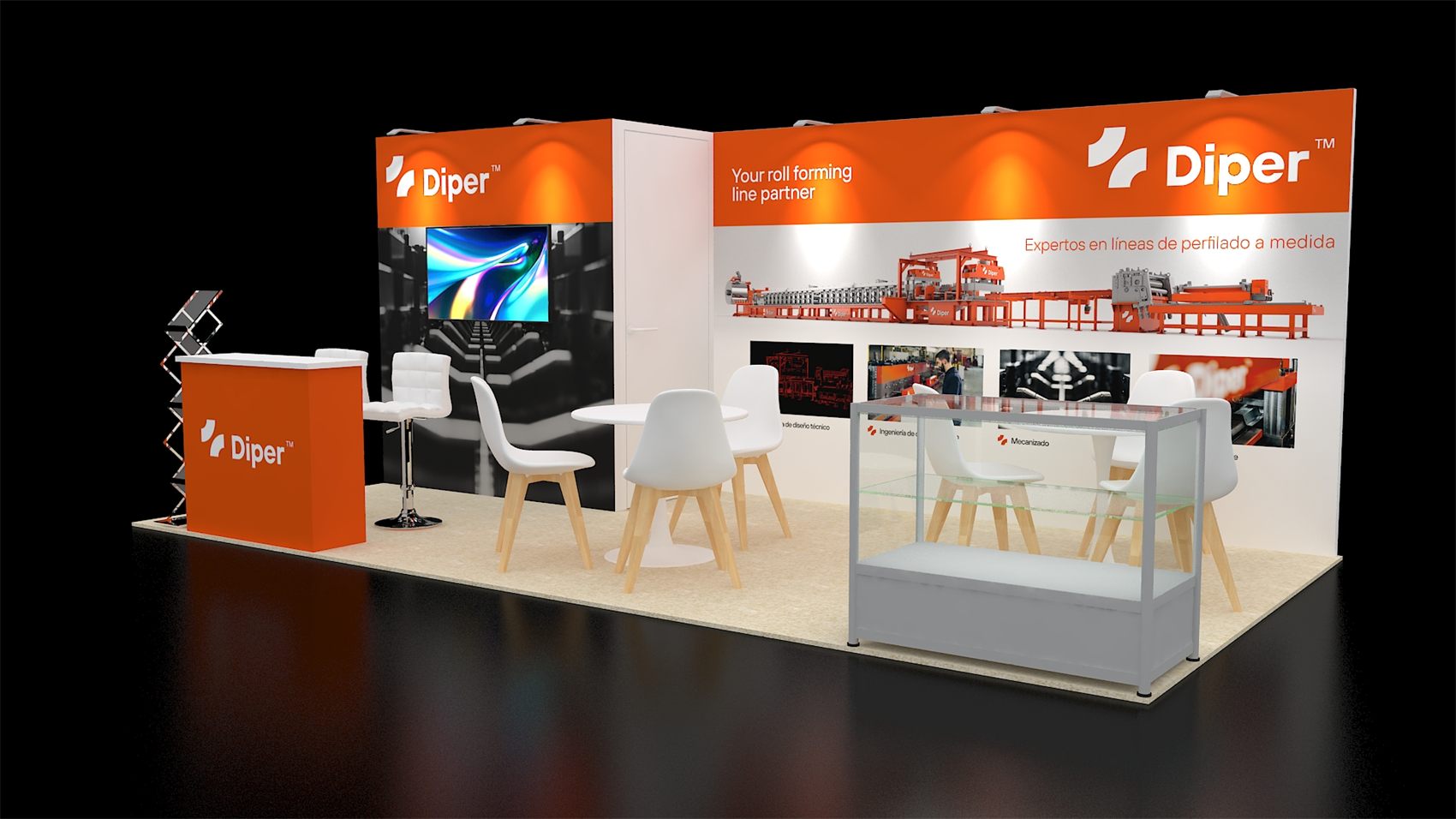 10×20 Inline Booth With Storage Room and Glass Display Case