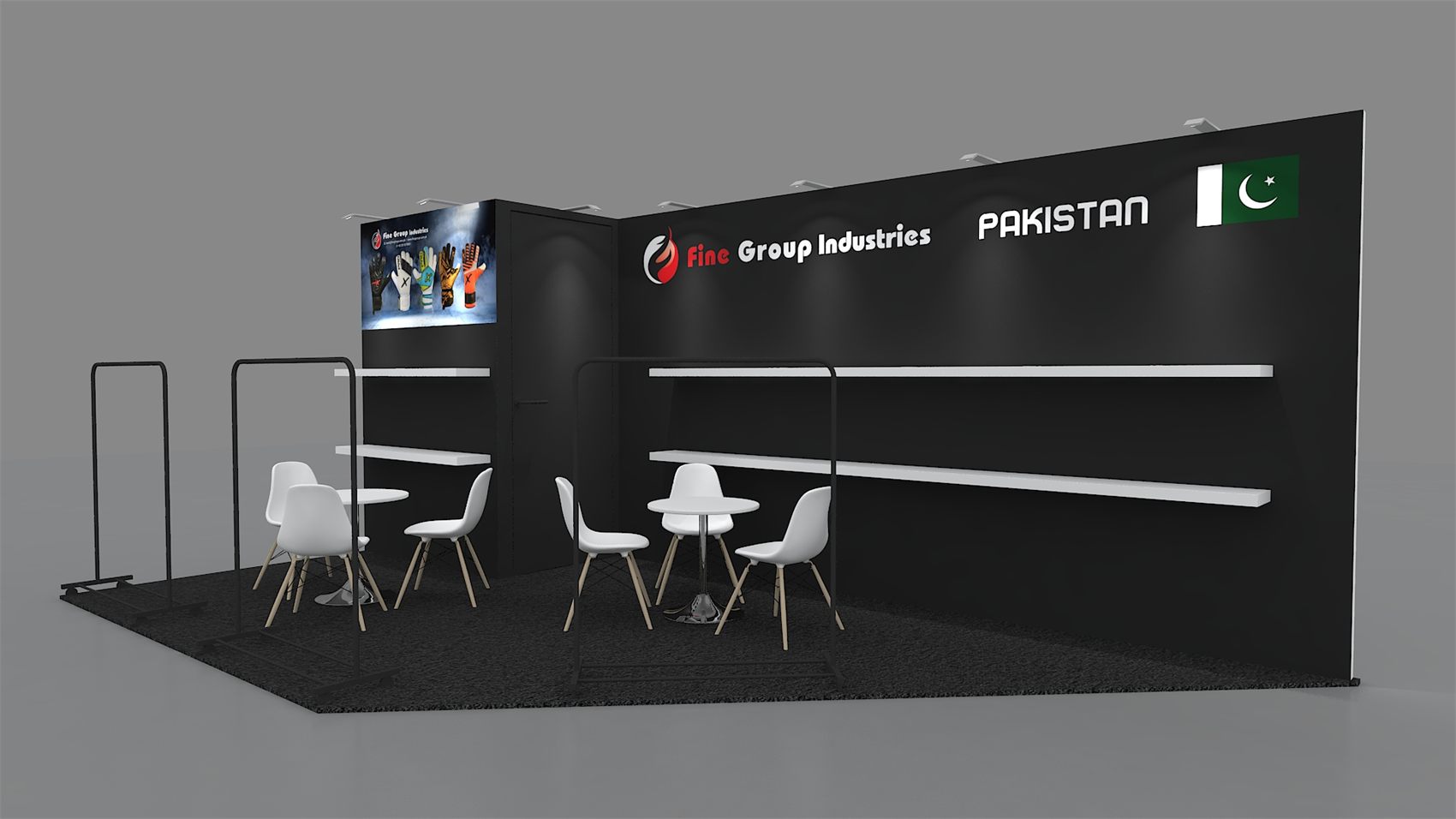 10×20 Inline Booth With Storage Room and Long Display Shelves