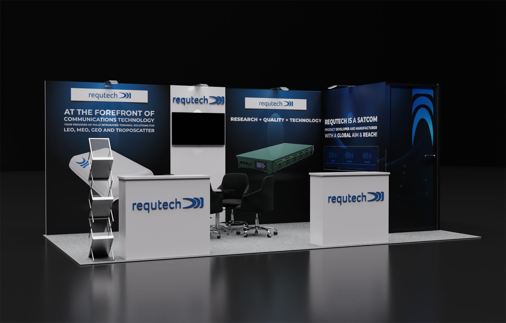 10×20 Inline Booth With Storage Room and Twin Logo Counters