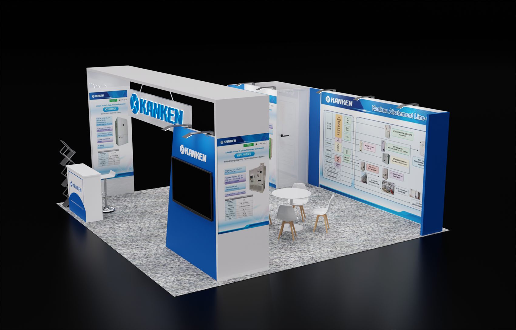 20×20 Corner Booth With Gateway Arch and Storage Room