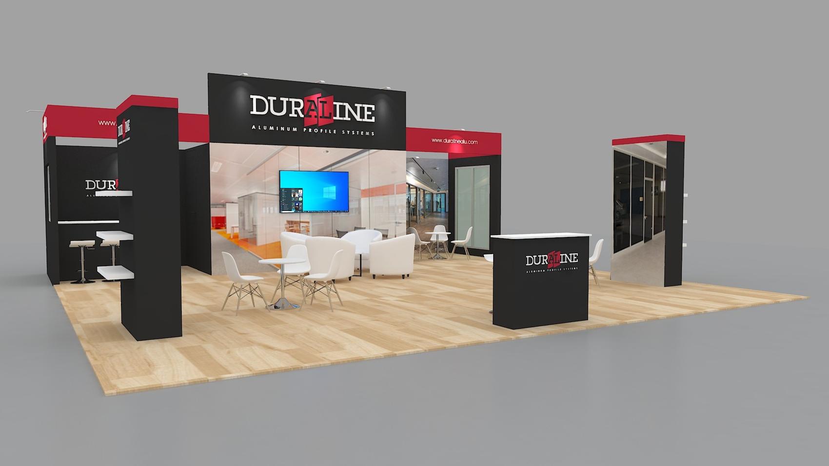 30×30 Island Booth With Lounge and Product Samples