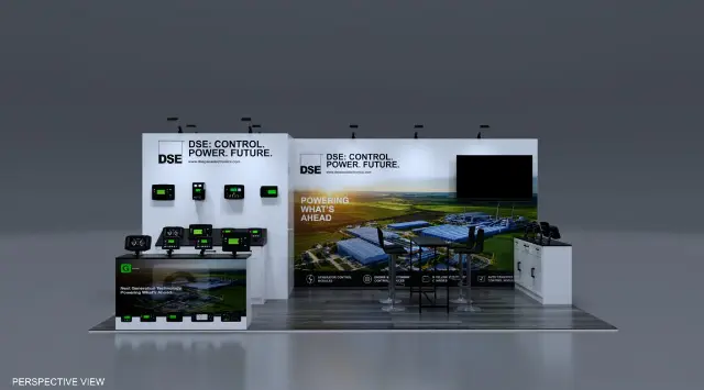 10×20 Corner Booth With Product Counters and Large Wall Screen