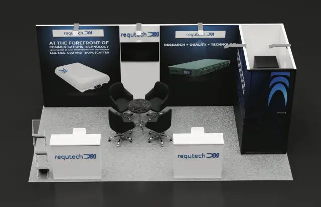 10×20 Corner Booth With Storage Room and Two Logo Counters