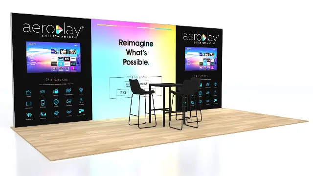 10×20 Inline Booth With Backlit Center Panel and Two TVs