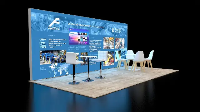 10×20 Inline Booth With Backlit Wall and Integrated TV