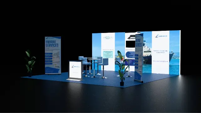 10×20 Inline Booth With Backlit Wall and Lightbox Counter