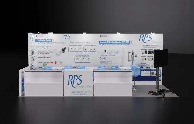 10×20 Inline Booth With Counter Display Wall and Floor-Stand TV