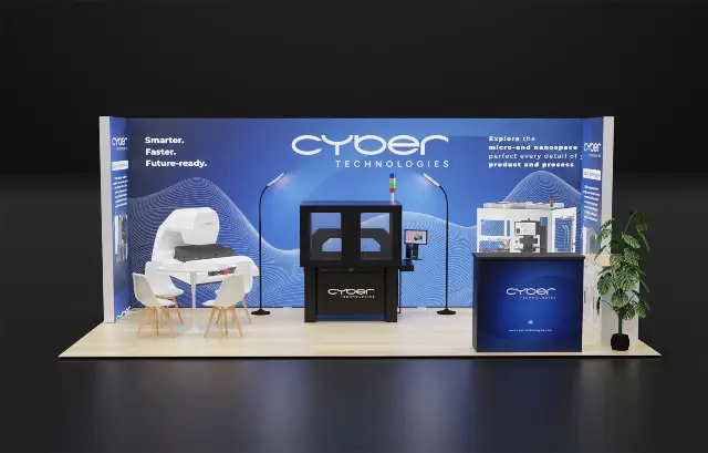 10×20 Inline Booth With Equipment Display Area and Wrap-Around Back Wall