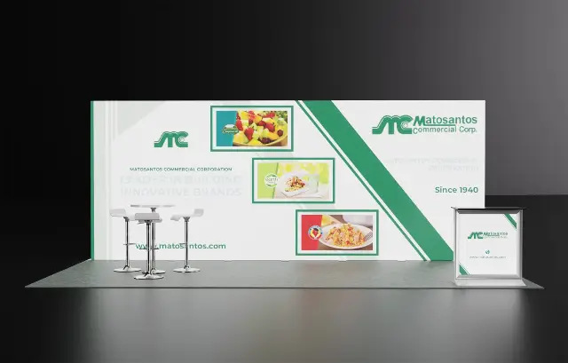 10×20 Inline Booth With Fabric Back Wall and Podium Counter