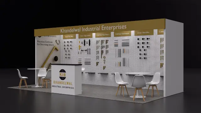 10×20 Inline Booth With Full Pegboard Wall and Front Header Fascia