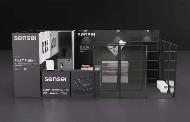 10×20 Inline Booth With Glass-Walled Demo Store and Storage Room