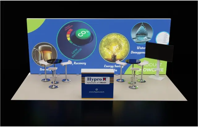 10×20 Inline Booth With Graphic Back Wall and Counter With Stools
