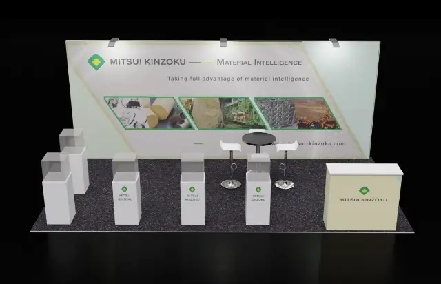 10×20 Inline Booth With Large Fabric Wall and Six Display Pedestals